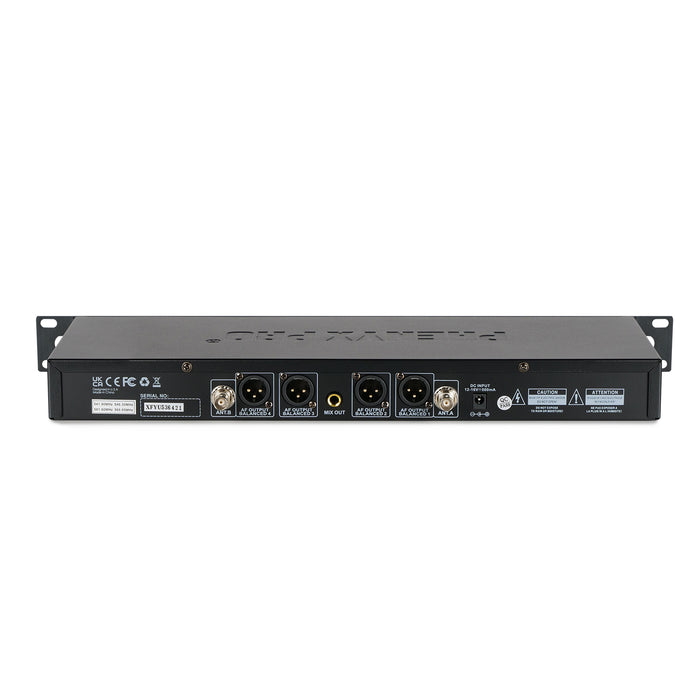 Phenyx Pro Best Budget Wireless PTU-5000-4H 4-Channel UHF Wireless Microphone System, with 4x Handheld Dynamic Microphones, Fixed Frequency, 260ft Range, Ideal for Church,Karaoke,Weddings, Events