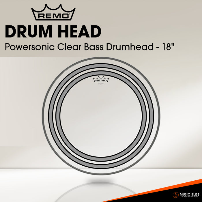 Remo Powersonic Clear Bass Drumhead (Available in sizes 18"-20")