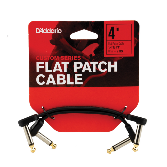 D’Addario PW-FPRR-204 Right Angle to Right Angle Flat Patch Cable, 4-Inch, Twin-Pack