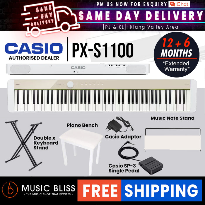 Casio PX-S1100 88-key Digital Piano with FREE Piano Bench - Mellow Beige