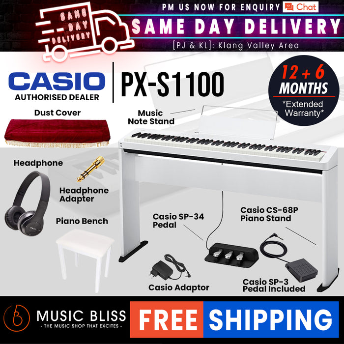Casio PX-S1100 88-key Digital Piano Home Package - White