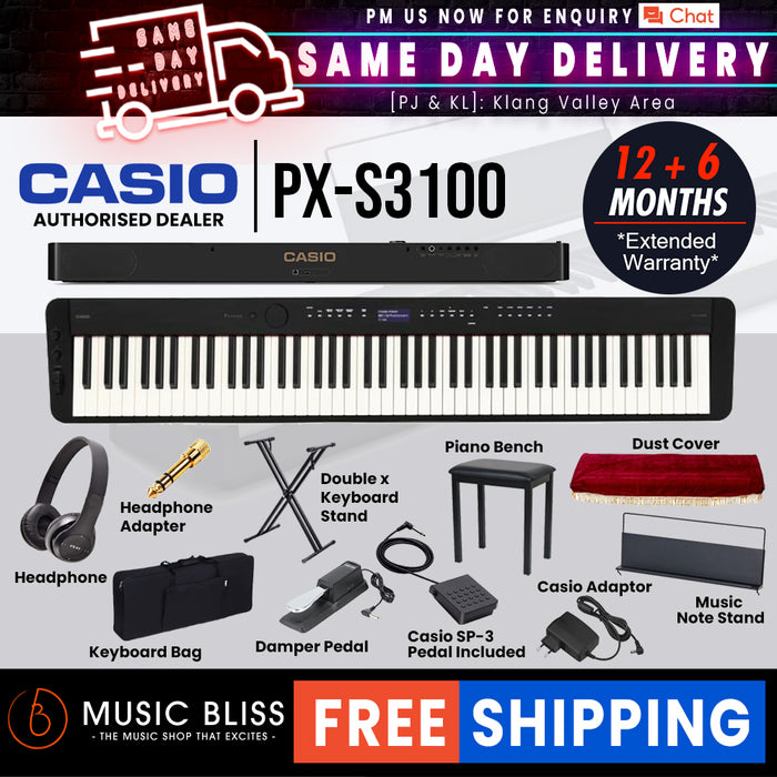 Casio PX-S3100 88-key Digital Piano Musician Package with FREE Headphone - Music Bliss Malaysia