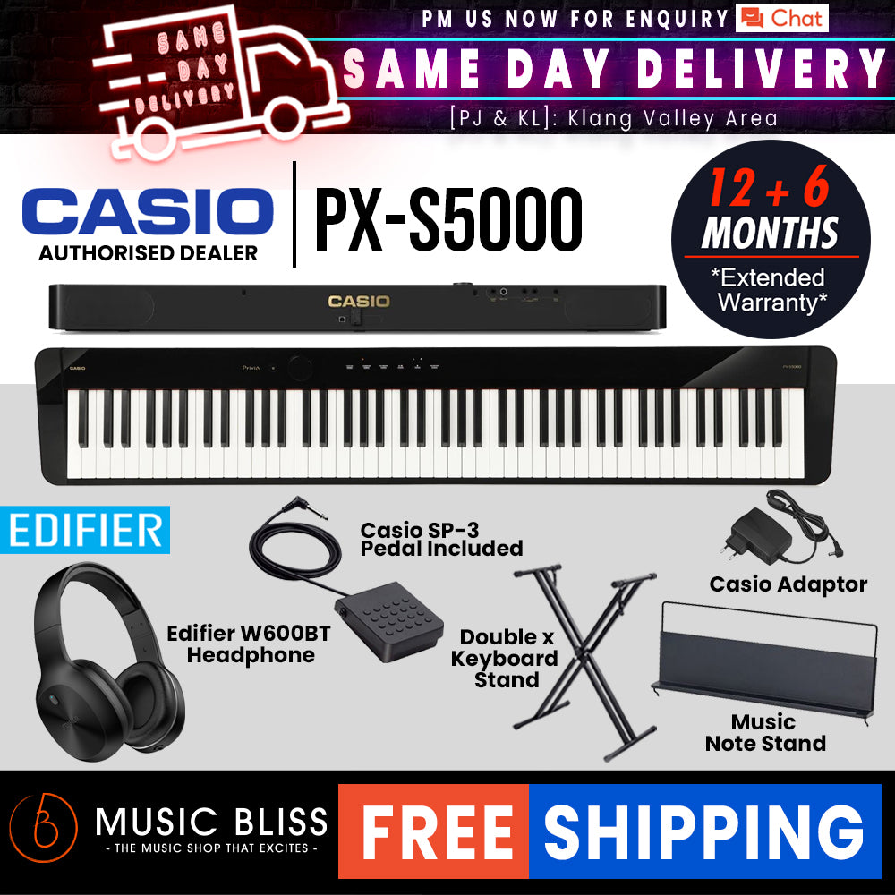 Casio Privia PX-S5000 Digital Piano with FREE Edifier W600BT Headphone ...