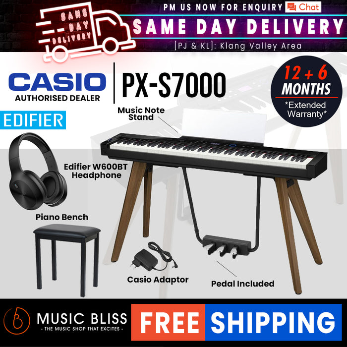 Casio PX-S7000 Digital Piano with FREE Edifier W600BT Headphone - Black - Music Bliss Malaysia