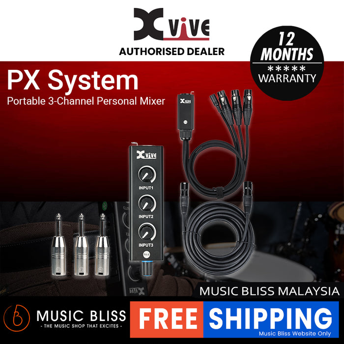 Xvive Portable 3-Channel Personal MixerPX Mixer/Headphone Amplifier Complete System
