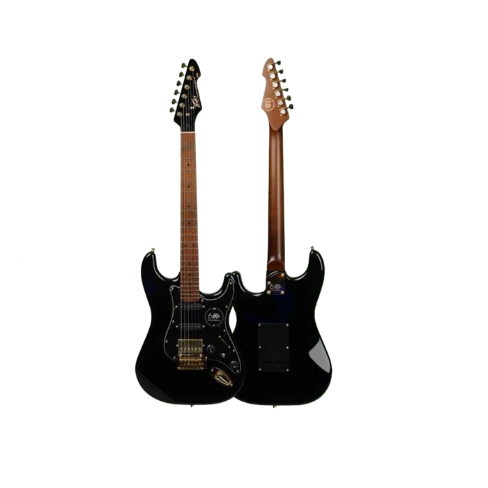 Peavey Raptor Lightning Bolt 60th Anniversary HSS Stratocaster Electric Guitar (Gold Hardware) - Black