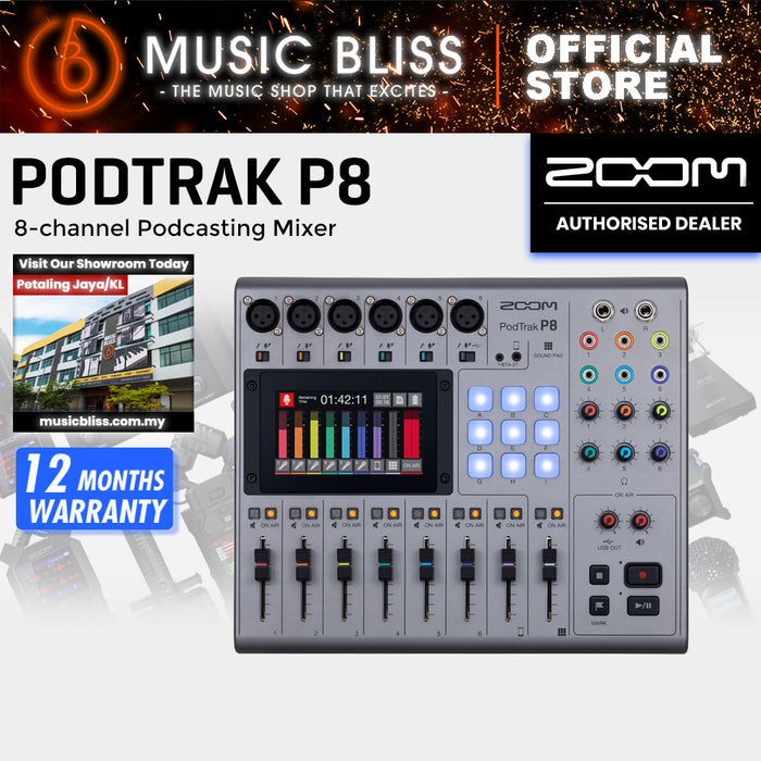 Zoom Podtrak P8 8-channel Podcasting Mixer with 0% Instalment