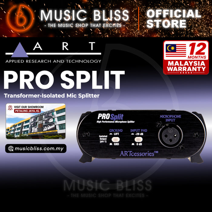 ART ProSplit Microphone Splitter with Ground Lift, Input Pad, Direct XLR Out, and Transformer-isolated XLR Out