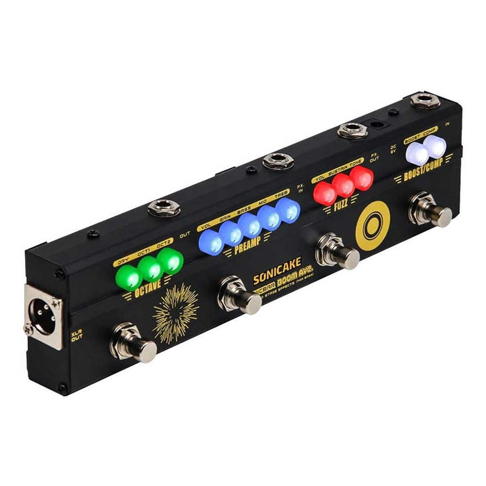 Sonicake QCE-40 Boom Ave. Brasil Bass Preamp DI Box Multi Effects Compressor Boost Fuzz Octave Pedal with FX Loop (QCE40)