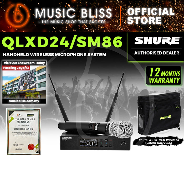 Shure QLXD24/SM86 Handheld Wireless Microphone System, QLXD4 Receiver & QLXD2/SM86 Handheld Transmitter