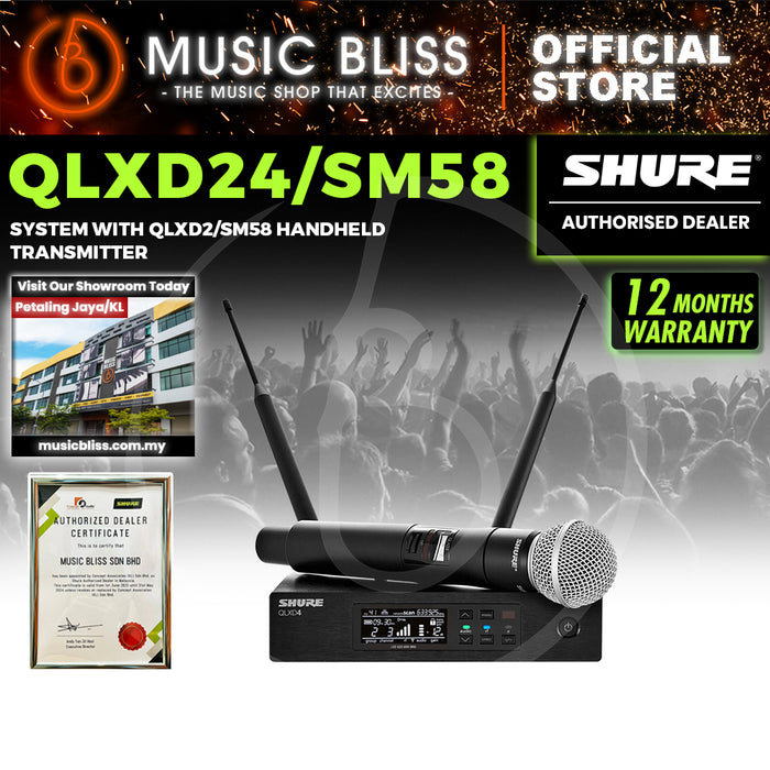 Shure QLXD24/SM58 Digital Wireless Handheld Microphone System, QLXD4 Receiver & QLXD2/SM58 Handheld Transmitter