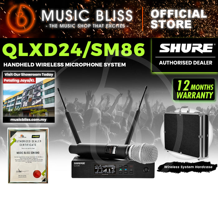 Shure QLXD24/SM86 Handheld Wireless Microphone System, QLXD4 Receiver & QLXD2/SM86 Handheld Transmitter