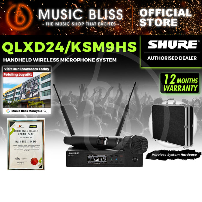 Shure QLXD24/KSM9HS Handheld Wireless Microphone System, QLXD4 Receiver, QLXD2 Transmitter with KSM9 capsule