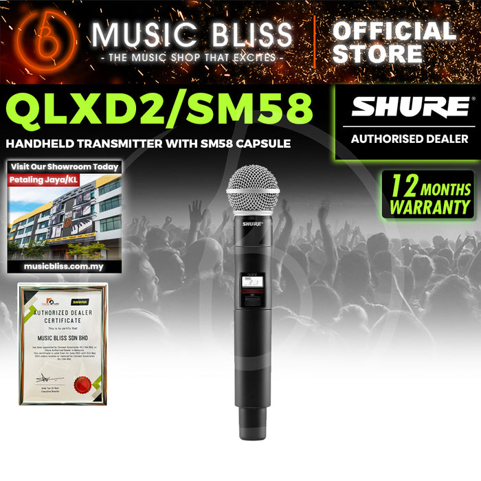 Shure QLXD2/SM58 Wireless Handheld Microphone Transmitter with SM58 Capsule
