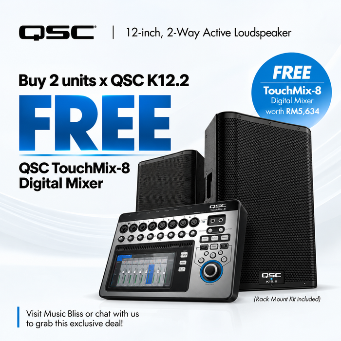 QSC K12.2 2000-watt 12-inch Powered Speaker (Pair) with FREE TouchMix-8 Digital Mixer
