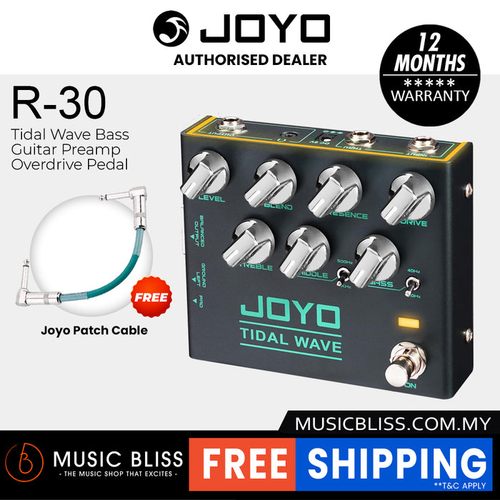 JOYO R-30 Tidal Wave Bass Preamp Overdrive Pedal with EQ and Noise Reduction DI Output