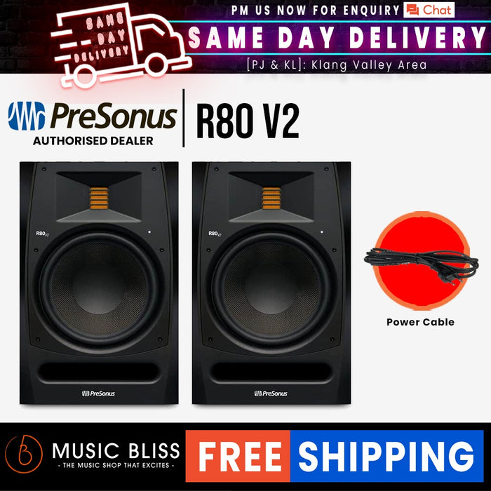 PreSonus R80 V2 8" Powered Studio Monitor - Pair - Music Bliss Malaysia