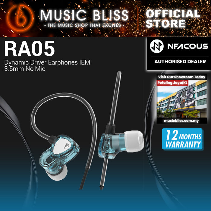 NF Acous RA05 Dynamic Driver Earphones IEM 3.5mm No Mic (Blue)