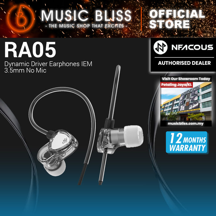 NF Acous RA05 Dynamic Driver Earphones IEM 3.5mm No Mic (Grey)