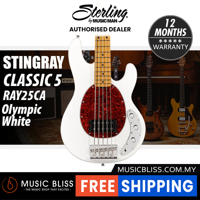 Sterling By Music Man StingRay Classic RAY25CA Bass Guitar - Olympic White