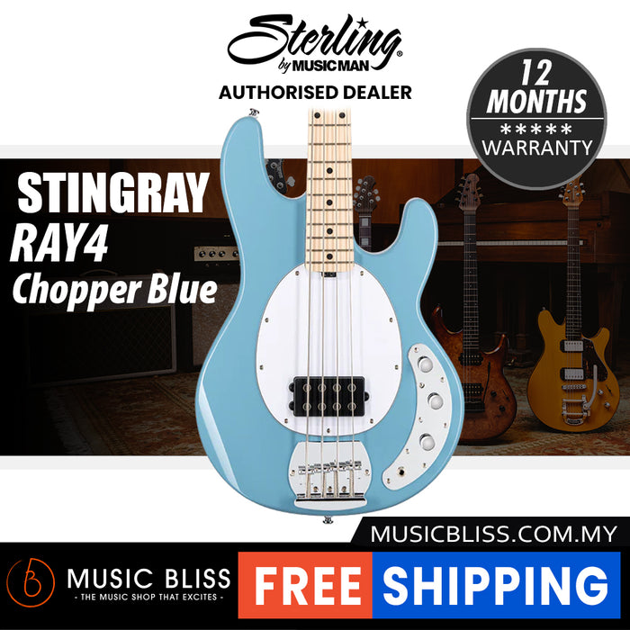 Sterling By Music Man StingRay RAY4 Electric Bass Guitar - Chopper Blue