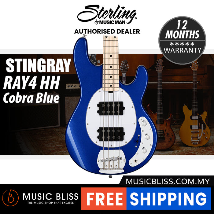 Sterling By Music Man StingRay RAY4HH Electric Bass Guitar - Cobra Blue