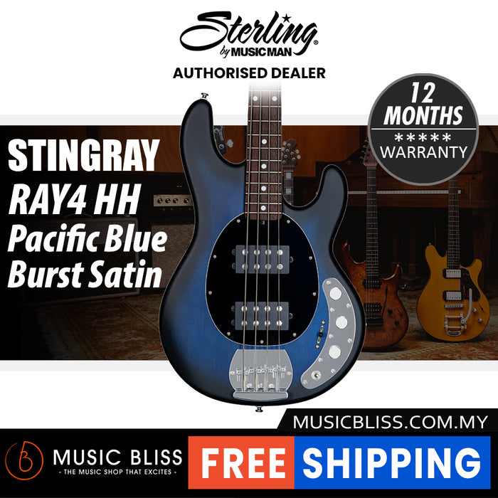 Sterling By Music Man StingRay RAY4HH Electric Bass Guitar - Pacific Blue Burst Satin