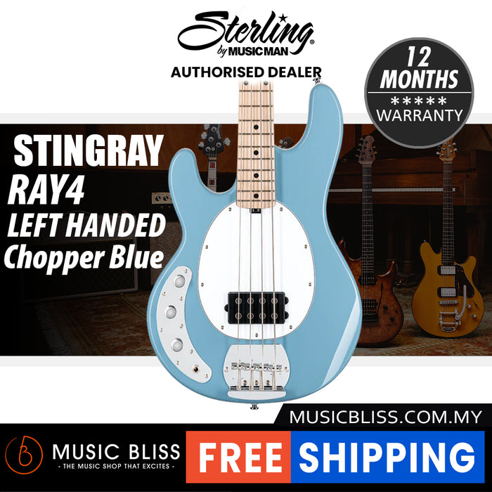 Sterling By Music Man StingRay RAY4 Bass Guitar Left-handed - Chopper Blue