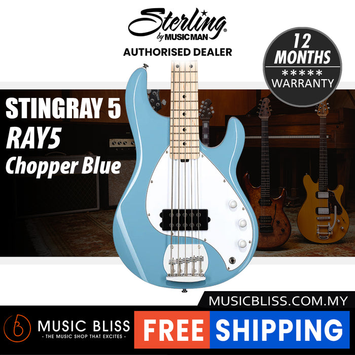 Sterling By Music Man StingRay RAY5 Electric Bass Guitar - Chopper Blue
