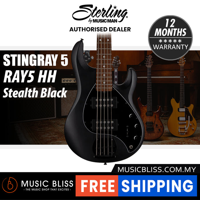 Sterling By Music Man StingRay RAY5HH Electric Bass Guitar - Stealth Black