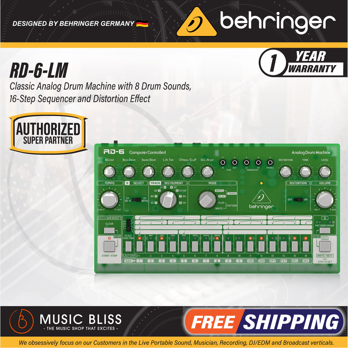 Behringer ベリンガー RD-6-TG アナログドラムマシン BEHRINGER RD-6-LM