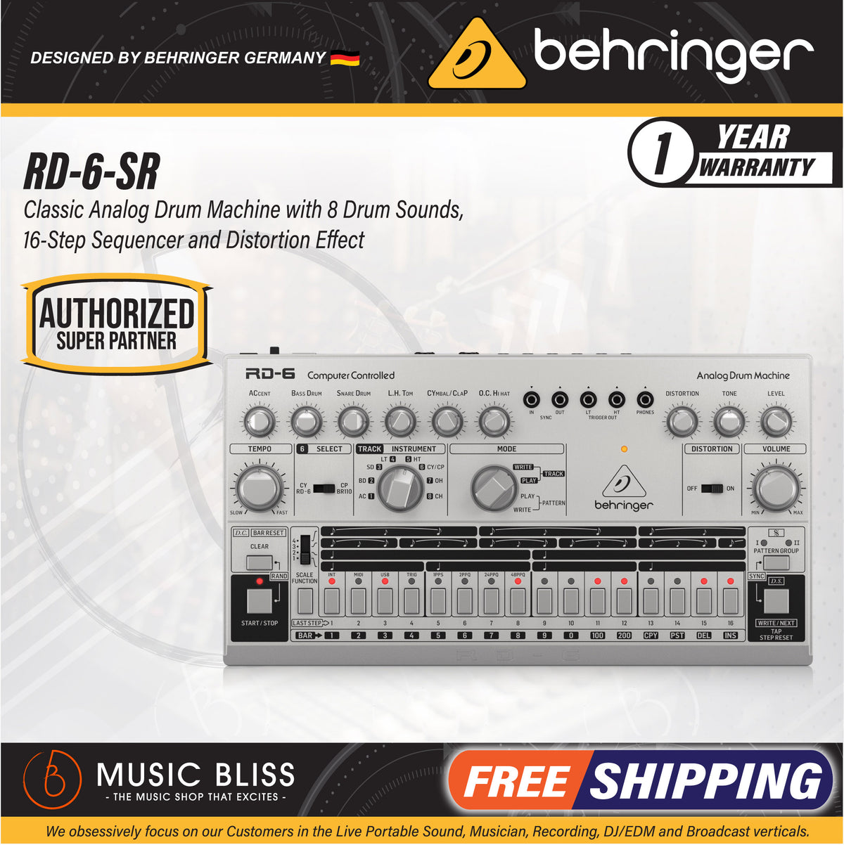 Behringer Rd3 Vs Rd6 Behringer RD-6-SR Analog Drum Machine - Silver (RD-6 / RD6) | Music ...