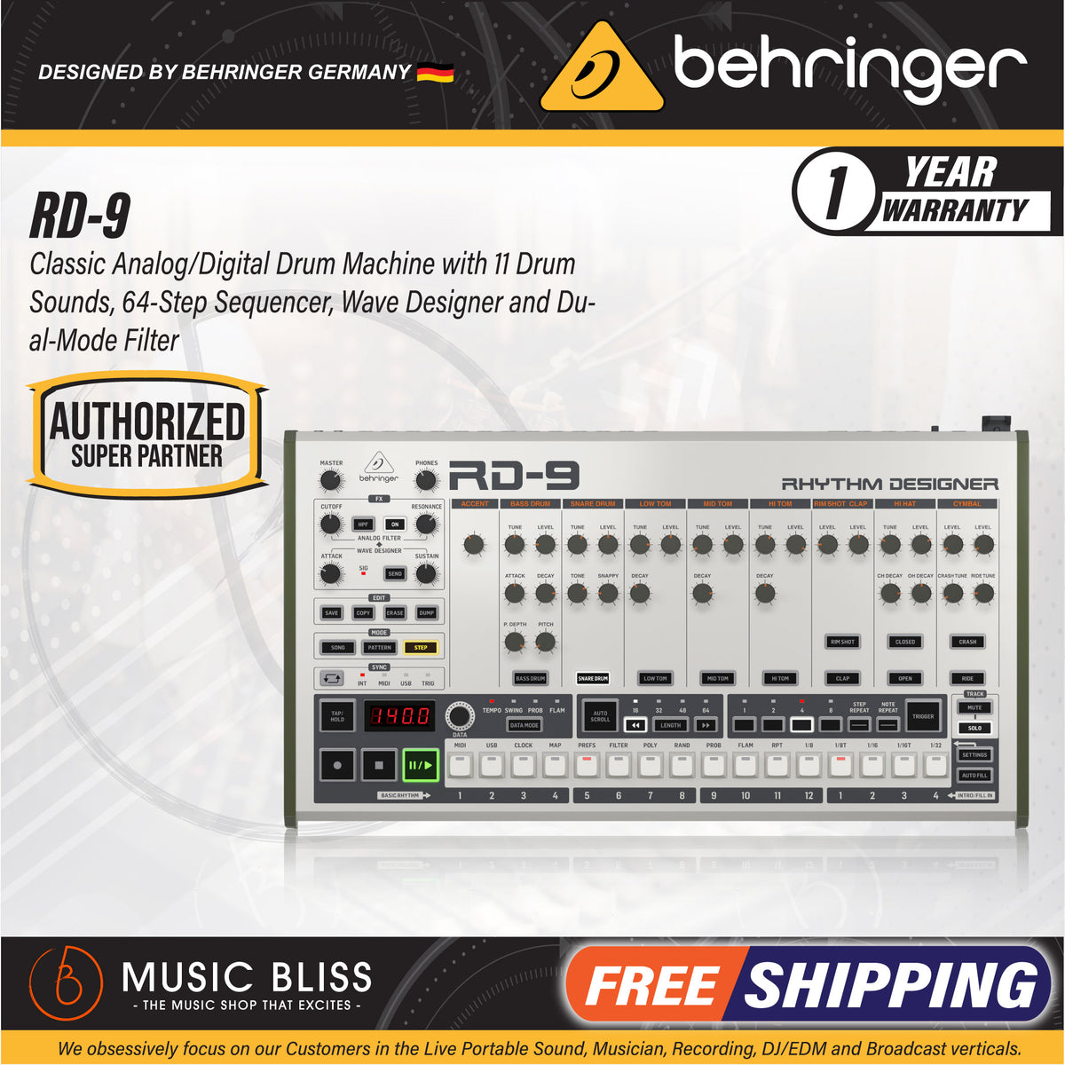 Quick Demo: Behringer's RD-9 Drum Machine is Here! 