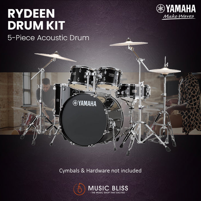 Yamaha Rydeen 5-Piece Acoustic Drum Kit – 22" Bass Drum – Shell Pack Only or Complete Package with Hardware & Cymbals - Black Glitter