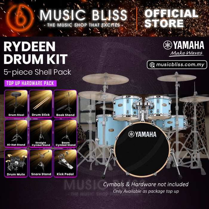 Yamaha Rydeen 5-Piece Acoustic Drum Kit – 20" Bass Drum – Shell Pack Only or Complete Package with Hardware & Cymbals - Gloss Pale Blue