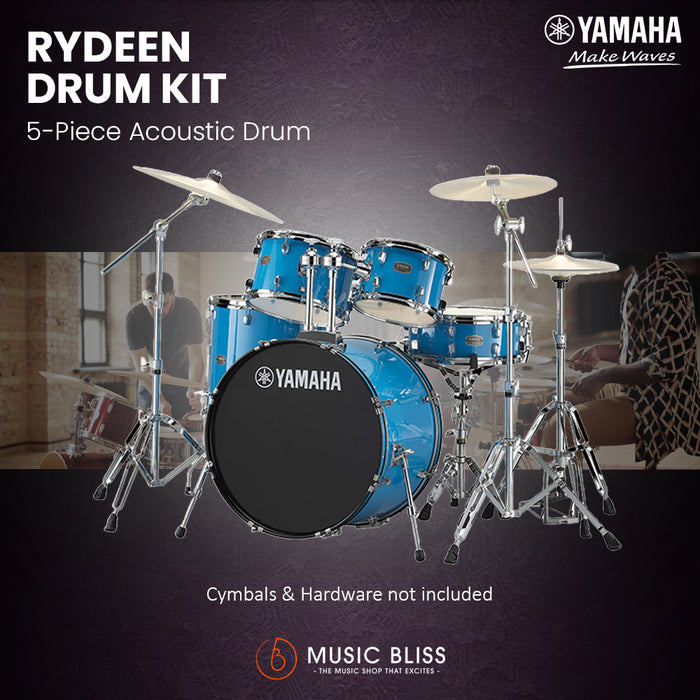 Yamaha Rydeen 5-Piece Acoustic Drum Kit – 22" Bass Drum – Shell Pack Only or Complete Package with Hardware & Cymbals - Sky Blue