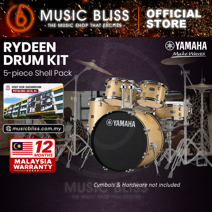 Yamaha Rydeen 5-Piece Acoustic Drum Kit – 22" Bass Drum – Shell Pack Only or Complete Package with Hardware & Cymbals - Champagne Glitter