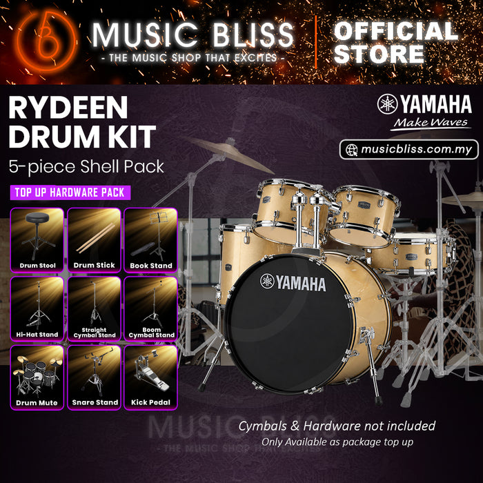 Yamaha Rydeen 5-Piece Acoustic Drum Kit – 22" Bass Drum – Shell Pack Only or Complete Package with Hardware & Cymbals - Champagne Glitter