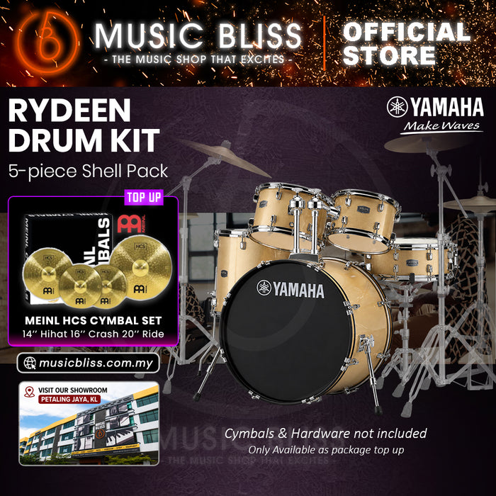 Yamaha Rydeen 5-Piece Acoustic Drum Kit – 22" Bass Drum – Shell Pack Only or Complete Package with Hardware & Cymbals - Champagne Glitter
