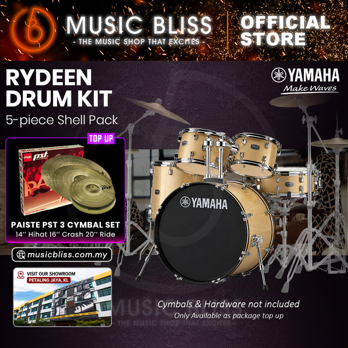 Yamaha Rydeen 5-Piece Acoustic Drum Kit – 22" Bass Drum – Shell Pack Only or Complete Package with Hardware & Cymbals - Champagne Glitter