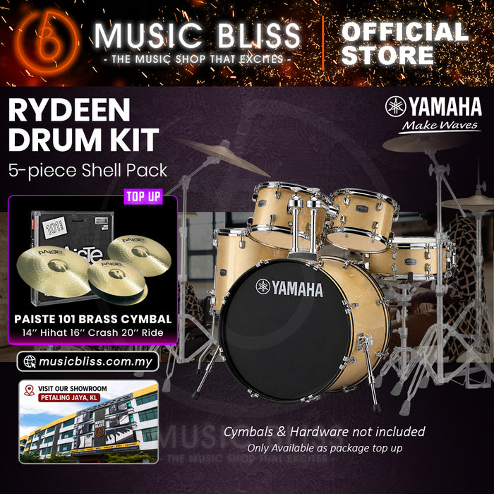 Yamaha Rydeen 5-Piece Acoustic Drum Kit – 22" Bass Drum – Shell Pack Only or Complete Package with Hardware & Cymbals - Champagne Glitter