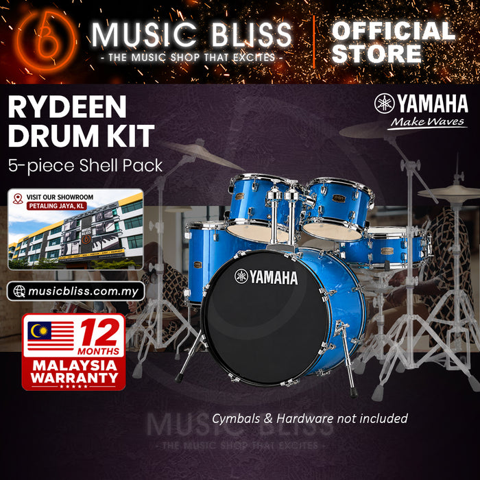 Yamaha Rydeen 5-Piece Acoustic Drum Kit – 22" Bass Drum – Shell Pack Only or Complete Package with Hardware & Cymbals - Sky Blue