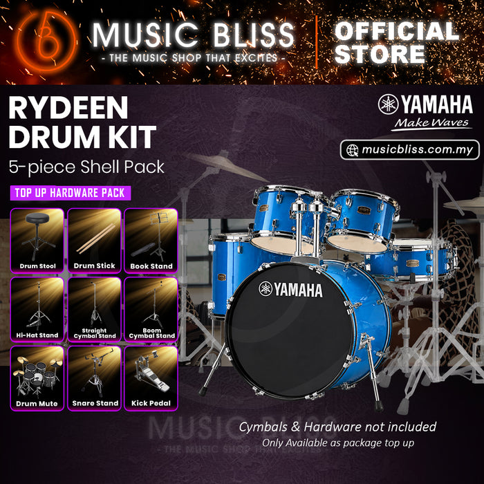 Yamaha Rydeen 5-Piece Acoustic Drum Kit – 22" Bass Drum – Shell Pack Only or Complete Package with Hardware & Cymbals - Sky Blue