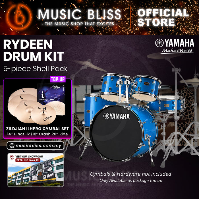 Yamaha Rydeen 5-Piece Acoustic Drum Kit – 22" Bass Drum – Shell Pack Only or Complete Package with Hardware & Cymbals - Sky Blue
