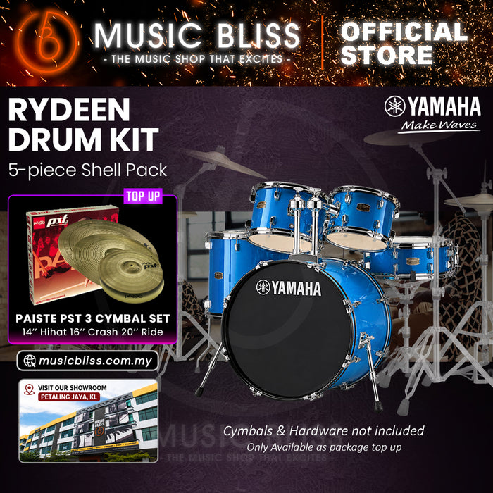 Yamaha Rydeen 5-Piece Acoustic Drum Kit – 22" Bass Drum – Shell Pack Only or Complete Package with Hardware & Cymbals - Sky Blue