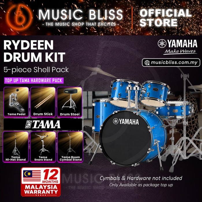 Yamaha Rydeen 5-Piece Acoustic Drum Kit – 22" Bass Drum – Shell Pack Only or Complete Package with Hardware & Cymbals - Sky Blue