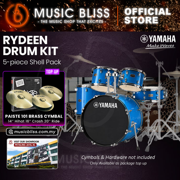 Yamaha Rydeen 5-Piece Acoustic Drum Kit – 22" Bass Drum – Shell Pack Only or Complete Package with Hardware & Cymbals - Sky Blue
