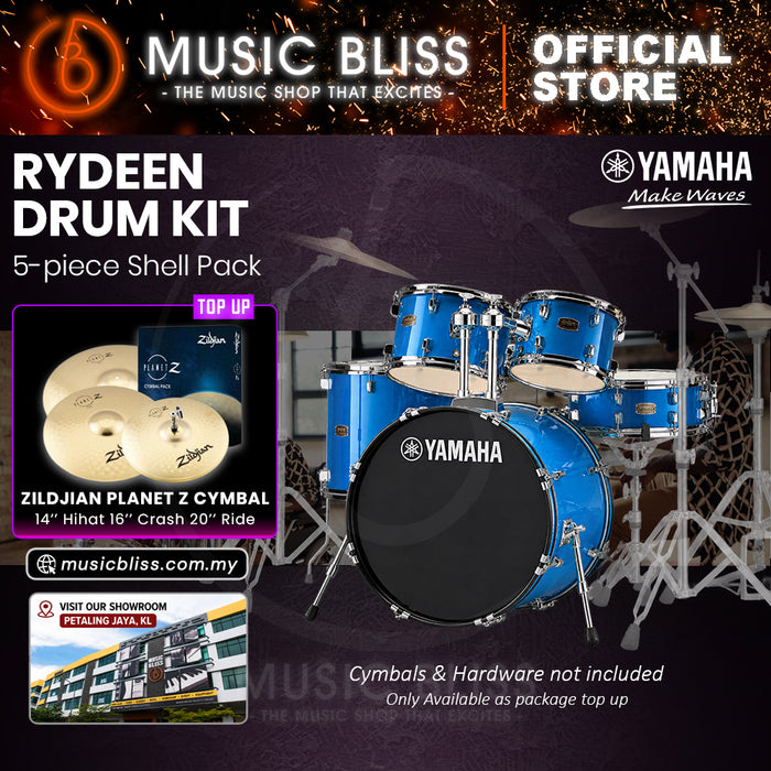 Yamaha Rydeen 5-Piece Acoustic Drum Kit – 22" Bass Drum – Shell Pack Only or Complete Package with Hardware & Cymbals - Sky Blue