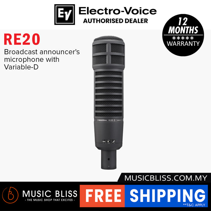 EV Electro-Voice RE20 Dynamic Broadcast Microphone with Variable-D - Black