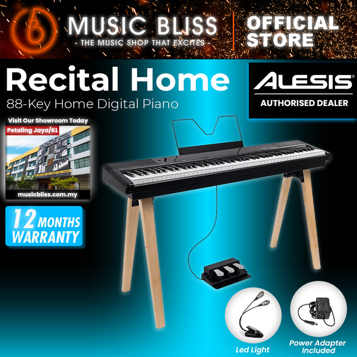 Alesis Recital Home 88-Key Contemporary Home Digital Piano with Wooden Stand - Black